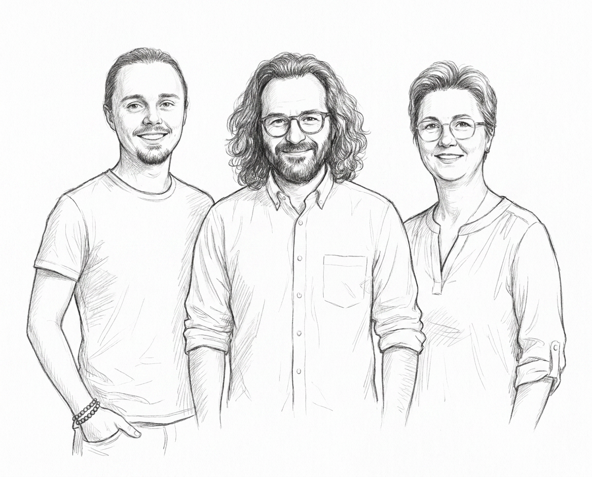 The Shrpa team: Sébastien, Ganael and Cécile